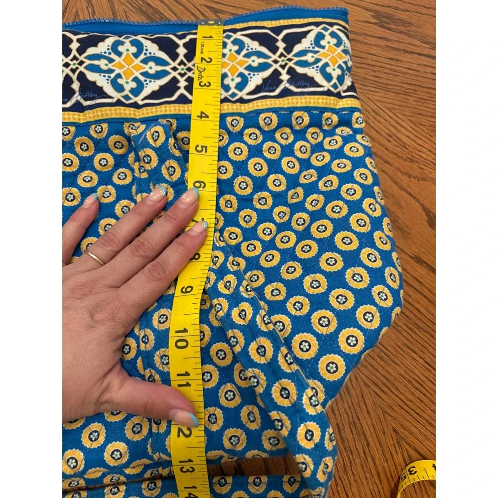 Vera Bradley Marrakesh Quilted Cotton Tote Bag Blue‎ Yellow Floral Zipper Large